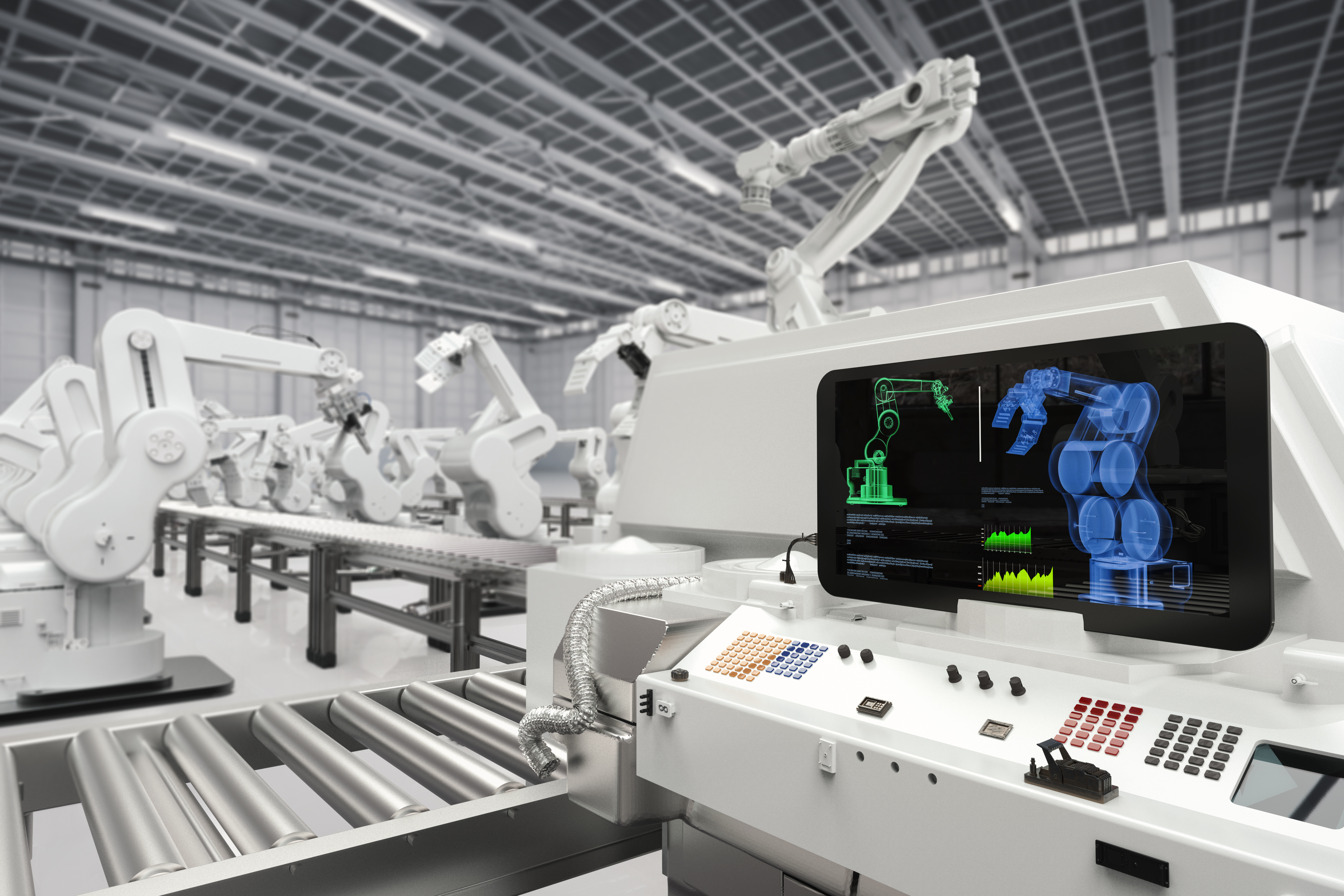 Передовой искусственный интеллект. Мультимедиа в промышленности. Промышленность и технологии. Автоматизированные заводы будущего. Современные производственные технологии.